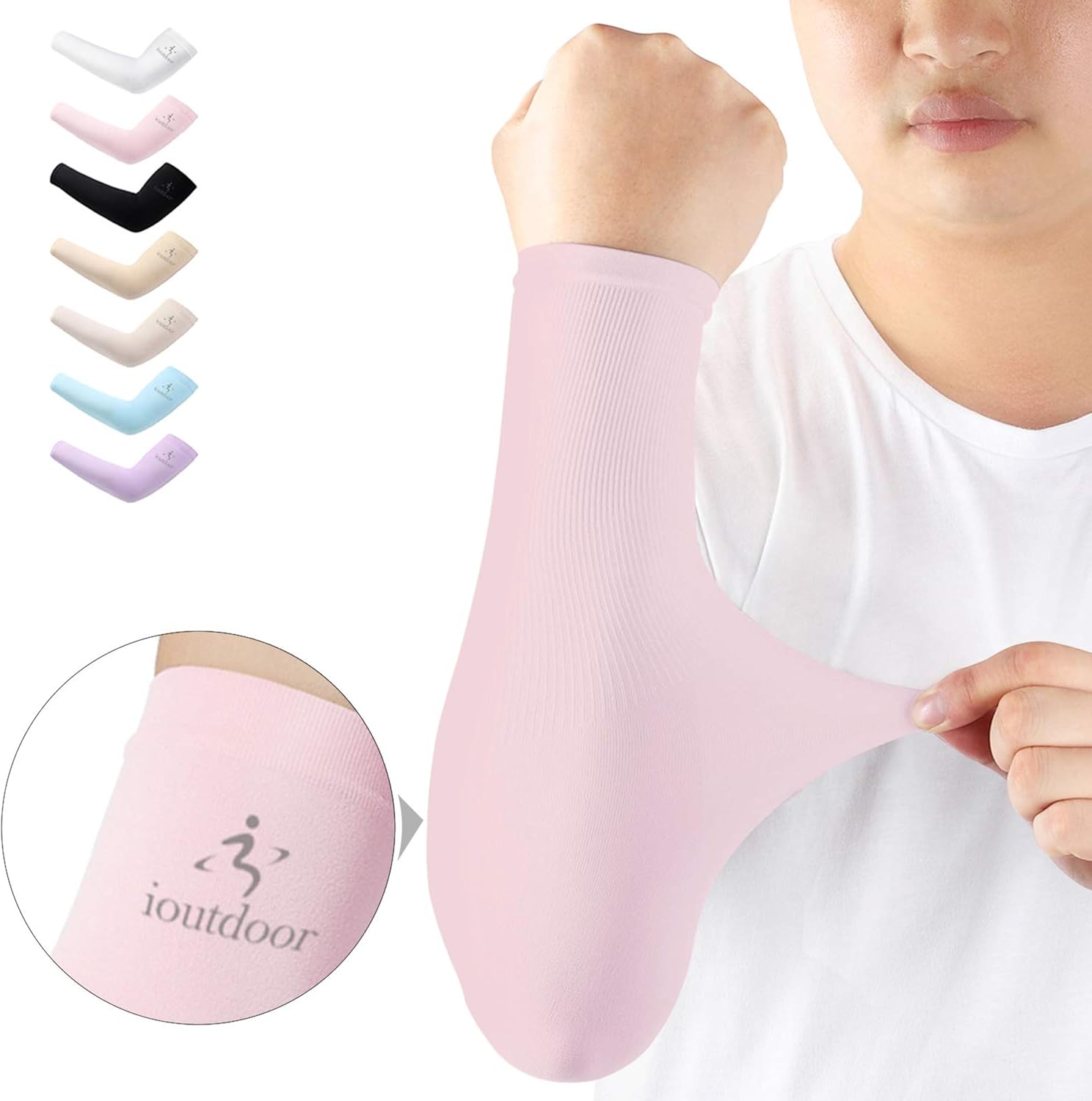 Arm Sleeves UV Protection,Arm Warmers Support Stretchy Anti-slip,Compression Sleeves to Cover Arms Womens Mens Youth for Covering Tattoo Basketball Running Cycling Gardening Outdoor (Pink,1 Pair)