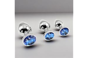 SJ40- (3PCS) in 3 Different Sizes Blue Crystal Diamonds Durable Smooth Stainless Steel Male Exercise Plug Kits, for Men or Wo