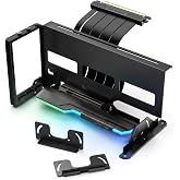 EZDIY-FAB AH18 PCIe 5.0 ARGB Multi-Angle Vertical GPU Mount Kit, Black | 200mm PCIe 5.0 x16 Riser Cable, 0-45&deg; GPU Display, 5V ARGB Sync, Dual Mounting Bases, Steel GPU Support, Open PCIe, 7+ Slots