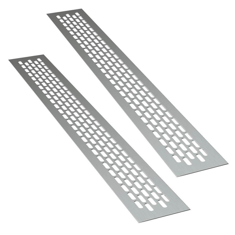 sossai® Aluminium Ventilation Grille - Alucratis (Pack of 2) | Rectangular - Dimensions: 44 x 6 cm | Colour: Aluminium | Anodised