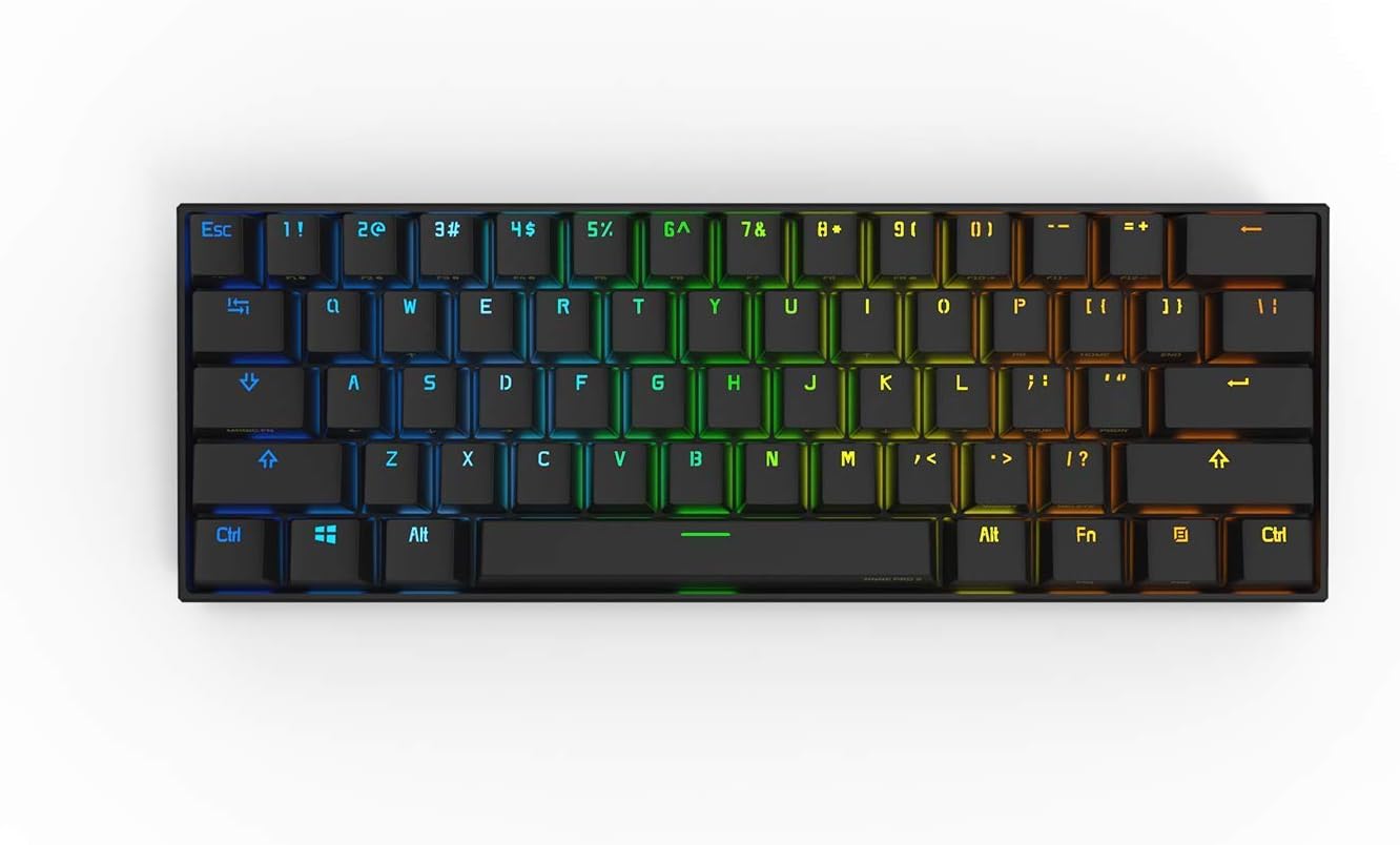 LIYOU Anne Pro 2 60% NKRO Bluetooth 4.0 Type-C RGB Mechanical Gaming Keyboard 61 Keys Mechanical Keyboard (Black, Kailh BOX Brown Switch)
