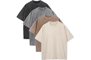 Suvipnee Men's Oversized T-Shirts Vintage Acid Wash Tee Cotton T Shirt Basic Crewneck Short Sleeve Streetwear Tops