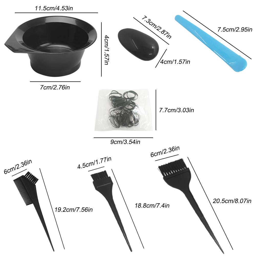 21 Packs Hair Dye Coloring Kit, Sonku Dye Brush Comb Mixing Bowl Ear Caps Shower Cap Apron Sectioning Clips and Hairbands for DIY Salon Hair Dye Tool : Beauty