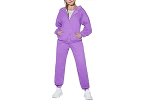 Arshiner Girls 2 Piece Outfits Jogger Sets Zip Up Hoodie Sweatshirts and Sweatpants with Pockets Tracksuits Sweatsuits