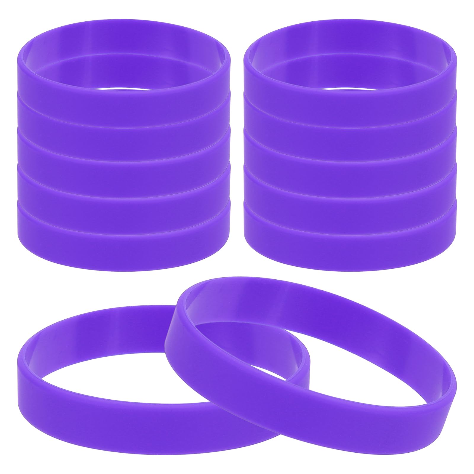 PATIKIL Silicone Rubber Bracelets, 12 Pcs Solid Color Blank Stretch Wristbands Sports Elastic Rubber Bands for Men Women Adults Teen Party Favors, Purple