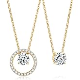CYW Sparkle Moissanite Necklace for Women, Solid 925 Sterling Silver, 16"/18"/20" Adjustable Chain, Valentines Anniversary Mothers Day Christmas Gift