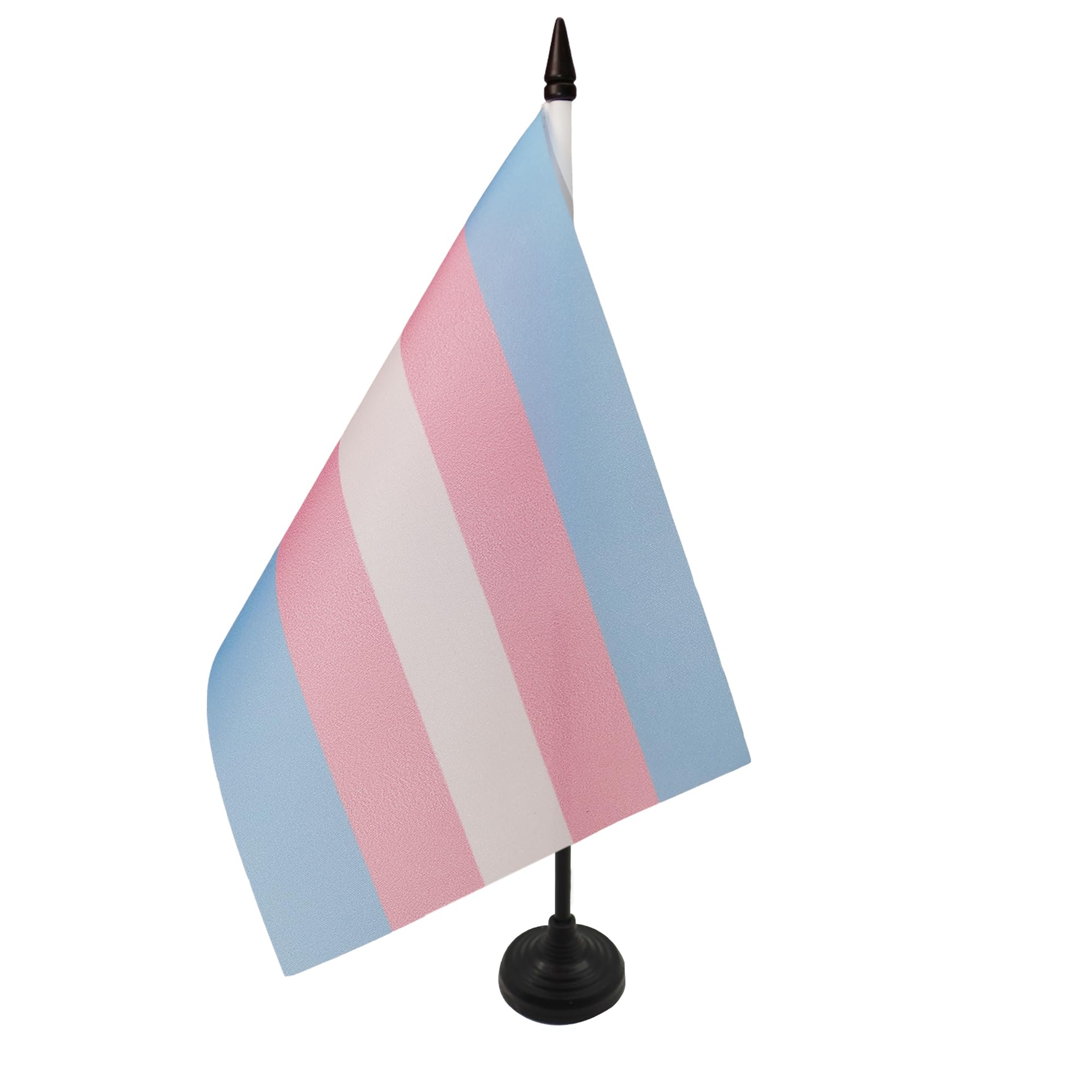 AZ FLAG Transgender Table Flag 5'' x 8'' - Rainbow Office Decoration 100% Polyester 21 x 14 cm - Mini Desk Flag with Pole and Black Plastic Base