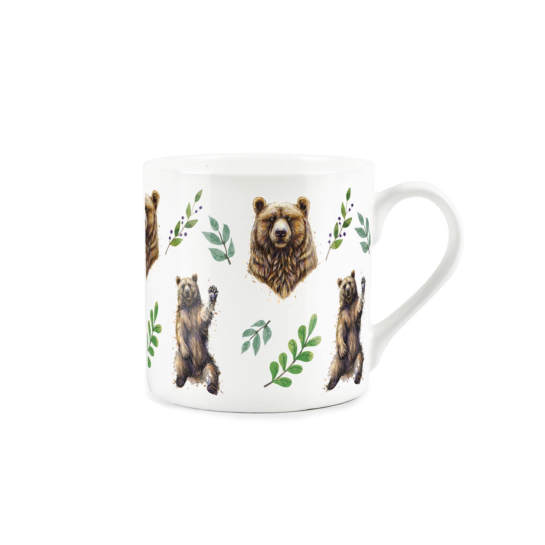 Purely Home Wild Grizzly Brown Bears - Fine Bone China White Mug Coffee/Tea Present Gift for Animal Lovers
