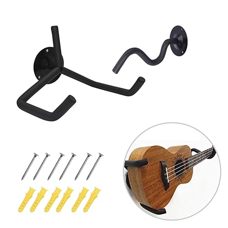 Jjprime Black Wall Mount Sling Bracket Chitarra Orizzontale Ukulele Wall Hanger Kit Set Di Visualizzazione Fai Da Te