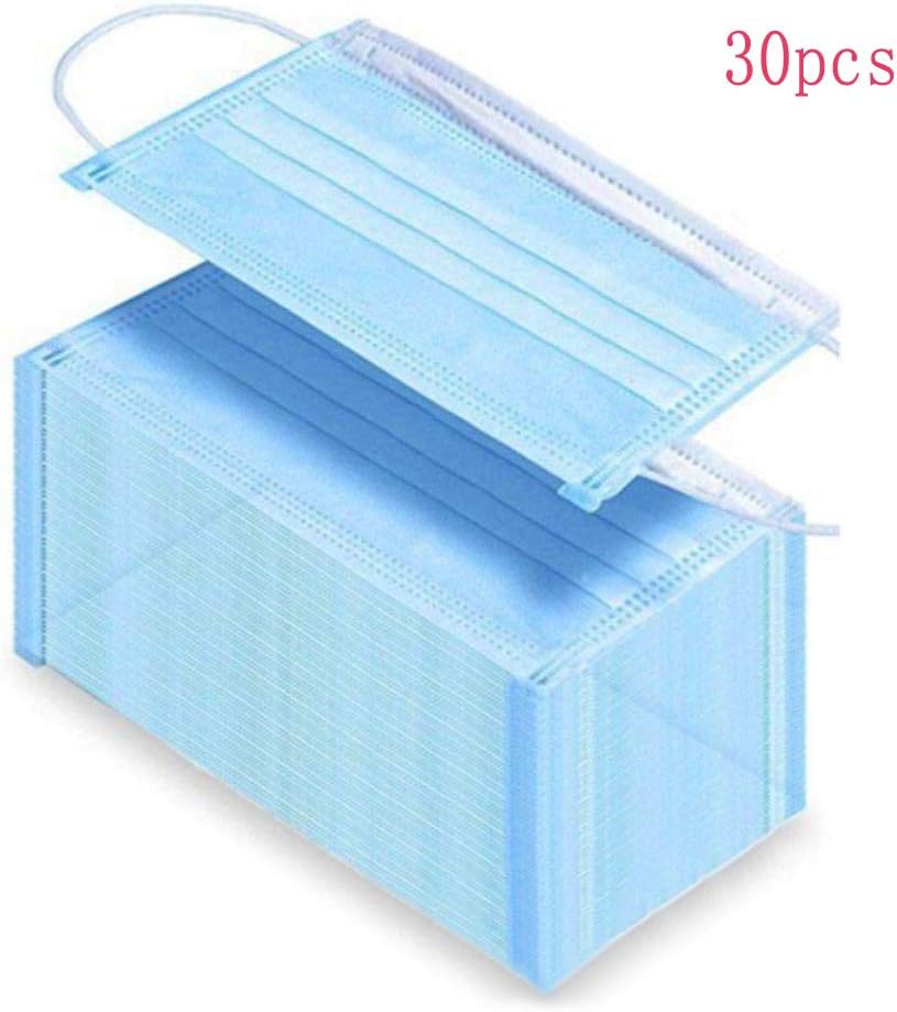 nuosife 30pcs Face Masks Disposable 3 Layers Dustproof Mask Facial Protective Cover Masks Set Anti-Dust - Blue