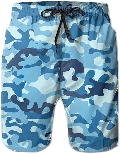 blue camo swim shorts