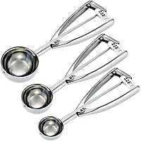 Fayomir Cookie Scoop Set - Small/1 Tablespoon, Medium/2 Tablespoon, Large/3 Tablespoon - Ice Cream Scoop Set, 18/8 Stainless 