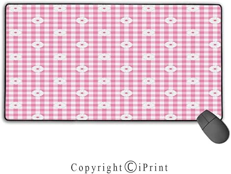 Amazon Com Mouse Pad With Lock Light Pink Checkered Striped