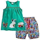 Fiream Little Girls Summer Cotton Short Set(8008TZ,7T)