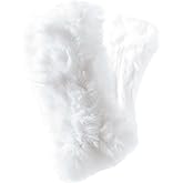 Real Rabbit Fur Fingerless Gloves for Women - Knit Furry Mittens, Soft & Warm Arm Warmers for Winter & Cold Office