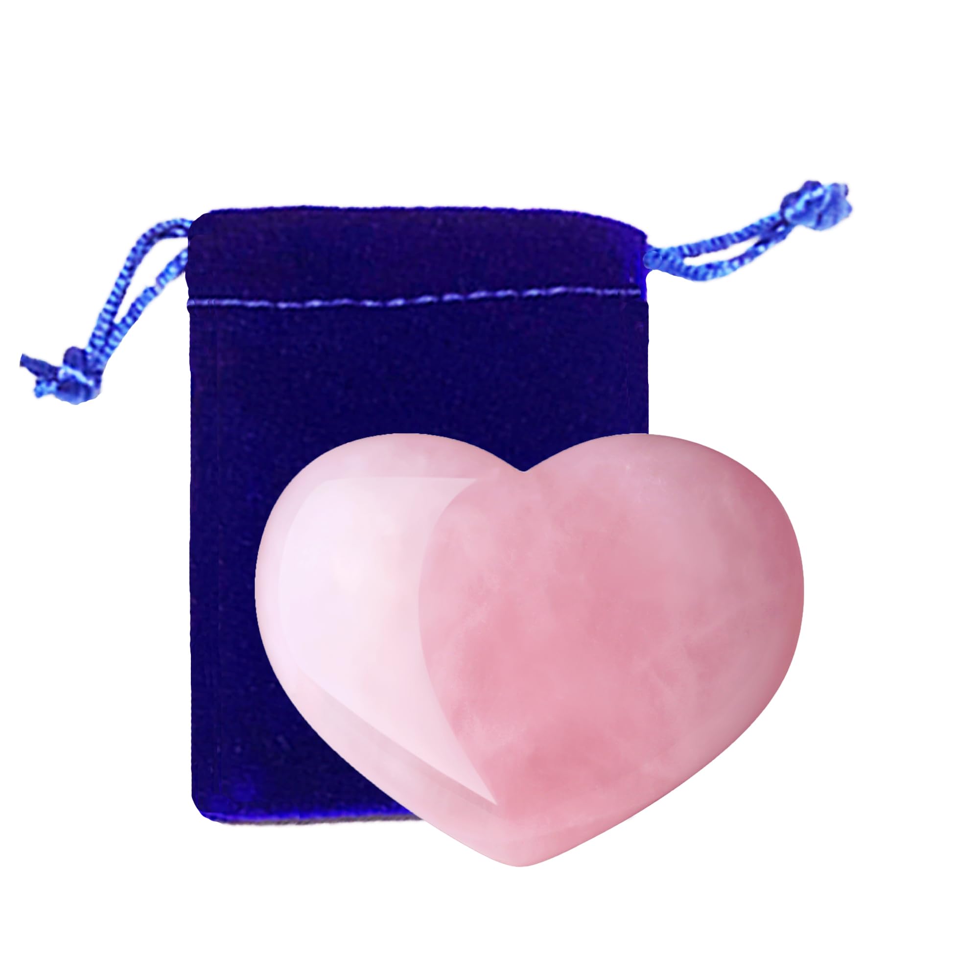 GUJOXILA 1.8" Rose Quartz Crystal Heart Crystals Gifts for Women Gemstones Pink Ornaments Love Polished Nature Protection Reiki Balancing Spiritual Meditation Stones