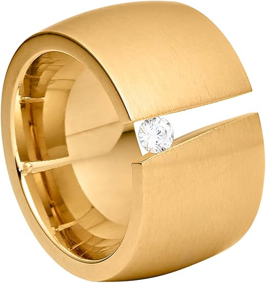Heideman Ring Damen Aditus aus Edelstahl gold farbend matt Damenring für Frauen mit Stein Heideman Ring Damen Aditus aus Edelstahl gold farbend matt Damenring für Frauen mit Stein