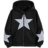SOLY HUX Girl's Y2k Zip Up Hoodies Star Graphic Hooded Sweatshirt Casual Jackets Streetwear