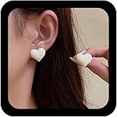 Xduargs Vintage White Enamel Heart Earrings Heart Stud Earrings Resin Love Heart Earring Acrylic Puffy love Earring Jewelry for Women