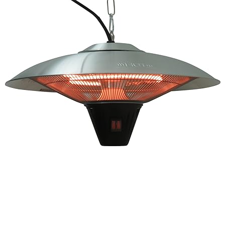 Outsunny Deckenheizstrahler Heizstrahler Elektrisch 1800W mit Kette Terrassen Alu Silber ?50 x H24cm