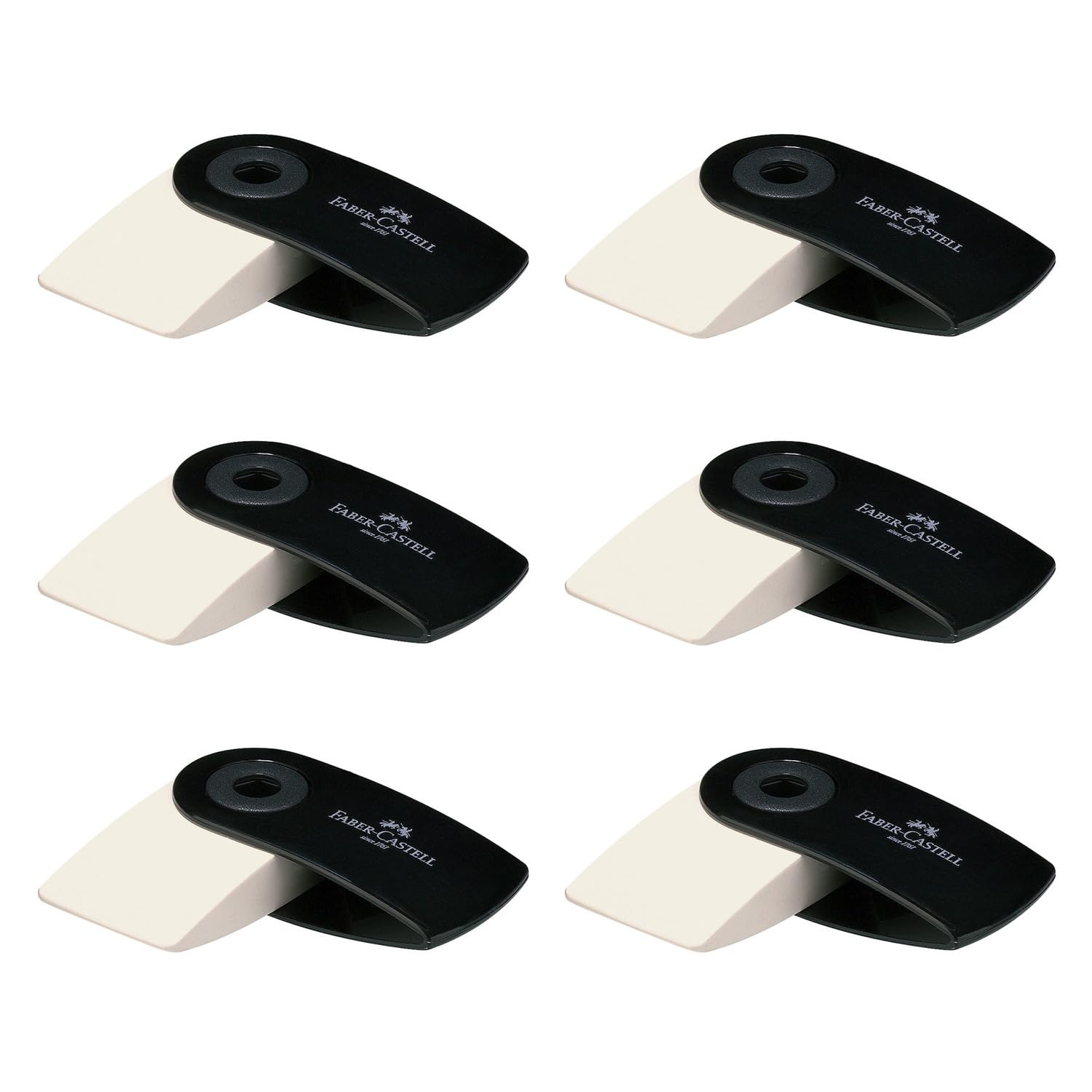 Faber-Castell 205076 – Eraser Sleeve Mini, Black, Pack of 6