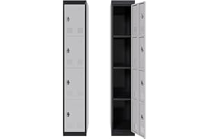 72" Tall Metal Locker Cabinet - 4 Secure Doors, Adjustable Shelves,Rust-Resistant - Durable Steel Cabinet for Home, School, O