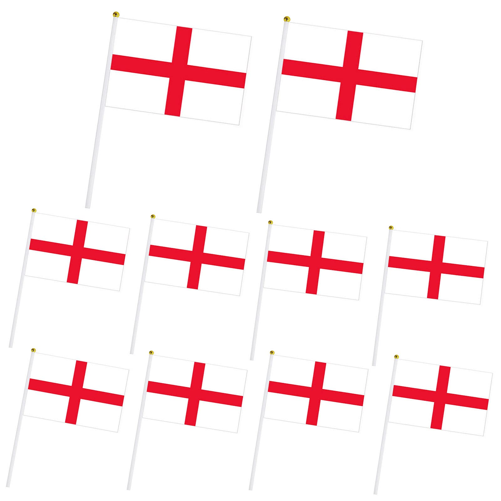 HONGCI 10pcs Mini England Handheld Flags Stick Flags, Small England Flags on Sticks for World Cup Qatar 2022 Decorations Cheering Flags Supplies, England Football Fans Hand Flags