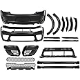 LQI Front Rear Bumper Body Kit Widebody Full Compatible with Dodge Charger SRT Style 2015-2023 Black