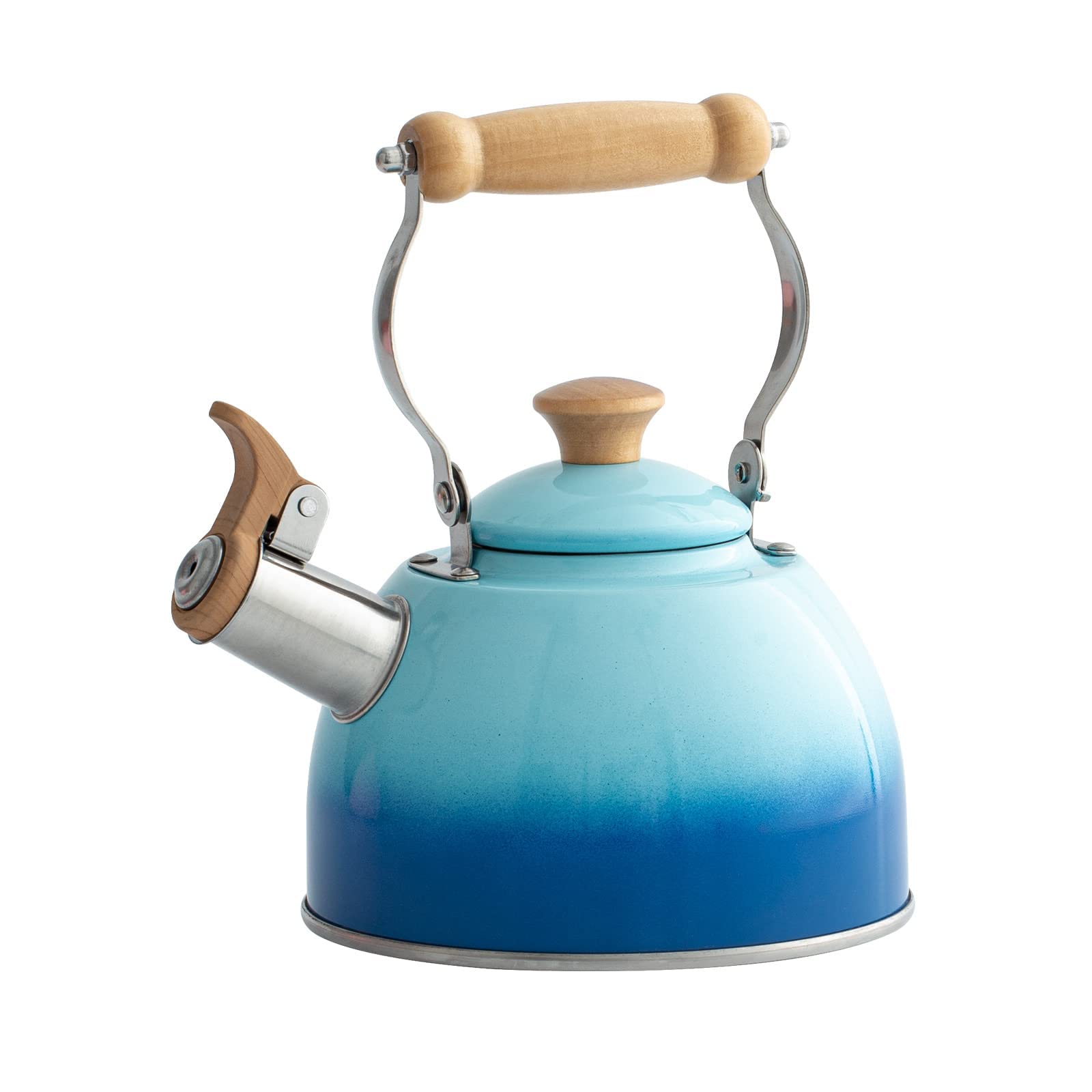 Photo 1 of ROCKURWOK Tea Kettle, Tea Pot with Cool Touch Ergonomic Handle, Teapot Food Grade Stainless Steel, Tea Kettle Stovetop, Kettle Teapot, Whistling Tea Kettle, Small Tea Pot, 1.6 Quart (Blue)