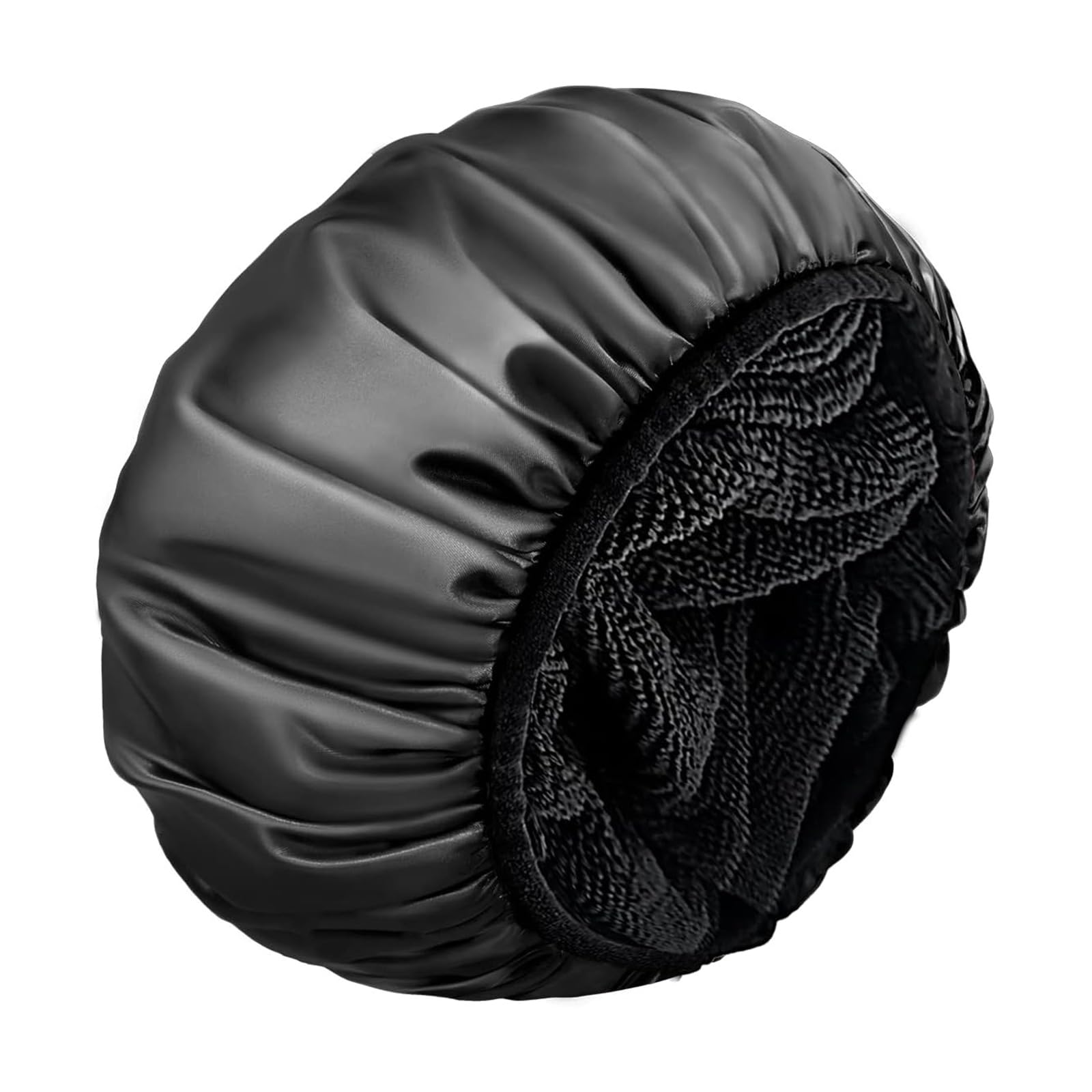 TRHDFW Shower Cap,Extra Large Triple Layer Bathing Cap with Dry Hair Function for Women Microfiber Terry Cloth Silky Satin 100% Waterproof Reusable Long Hair Bath Caps