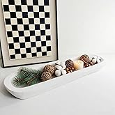 Wooden Dough Bowl Decor, Vintage Wooden Bowl Hand Carved Home Decor for Dining Table Center, Living Room, Kitchen Decor. (20in white)