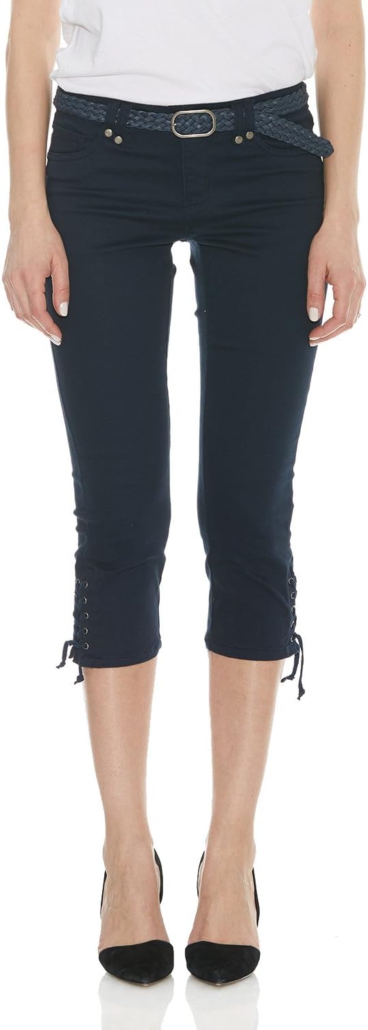 Suko Jeans Women's Capri Pants - Power Stretch - Flattering - Braided Belt