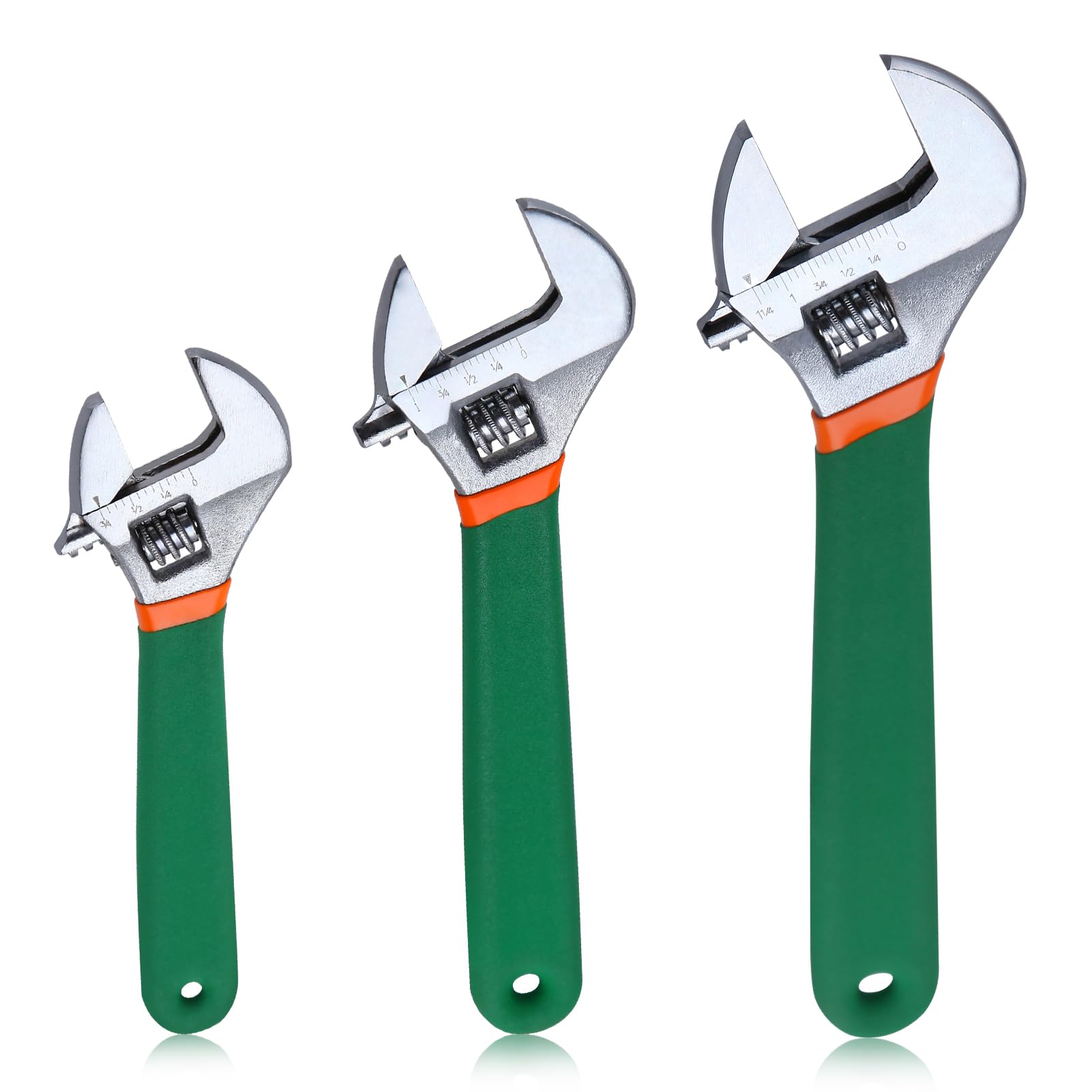 SPEEDWOX 3-Piece Adjustable Wrench Set Short Handle Adjustable Wrench Adjustable Black Oxide Wrench Wide Jaw Black Oxide Wrench with Laser-Etched Sae Scales Anti-Slip Grip for Home Garage Workshop DIY