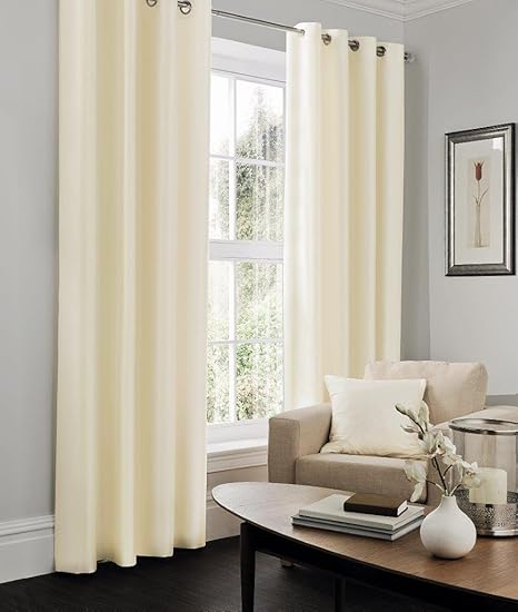 Faux Silk Eyelet Curtains For Living Room Bedroom 90x108 Inches
