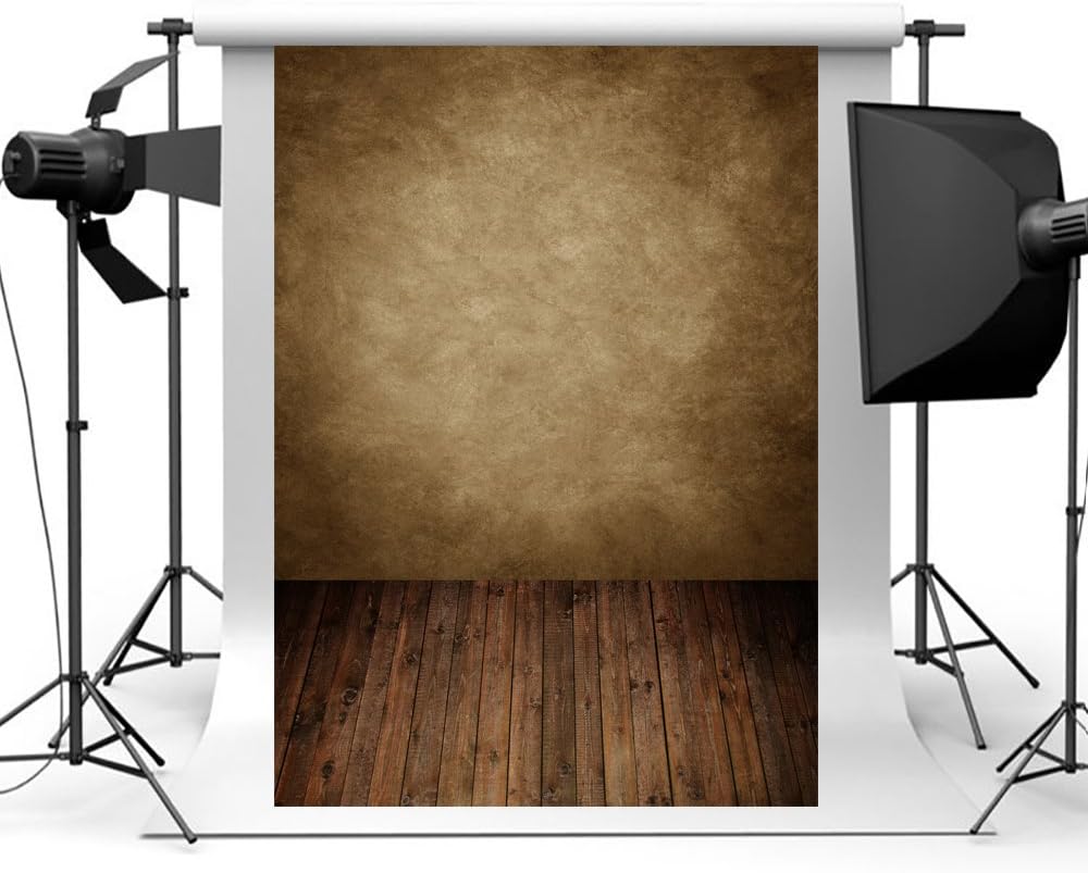 Aisnyho Abstract Portrait Photography Backdrops Retro Art Studio Backdrop Concrete Wall Wooden Floor Background for Photographyer Photo Shooting Video Props 5 x 7ft