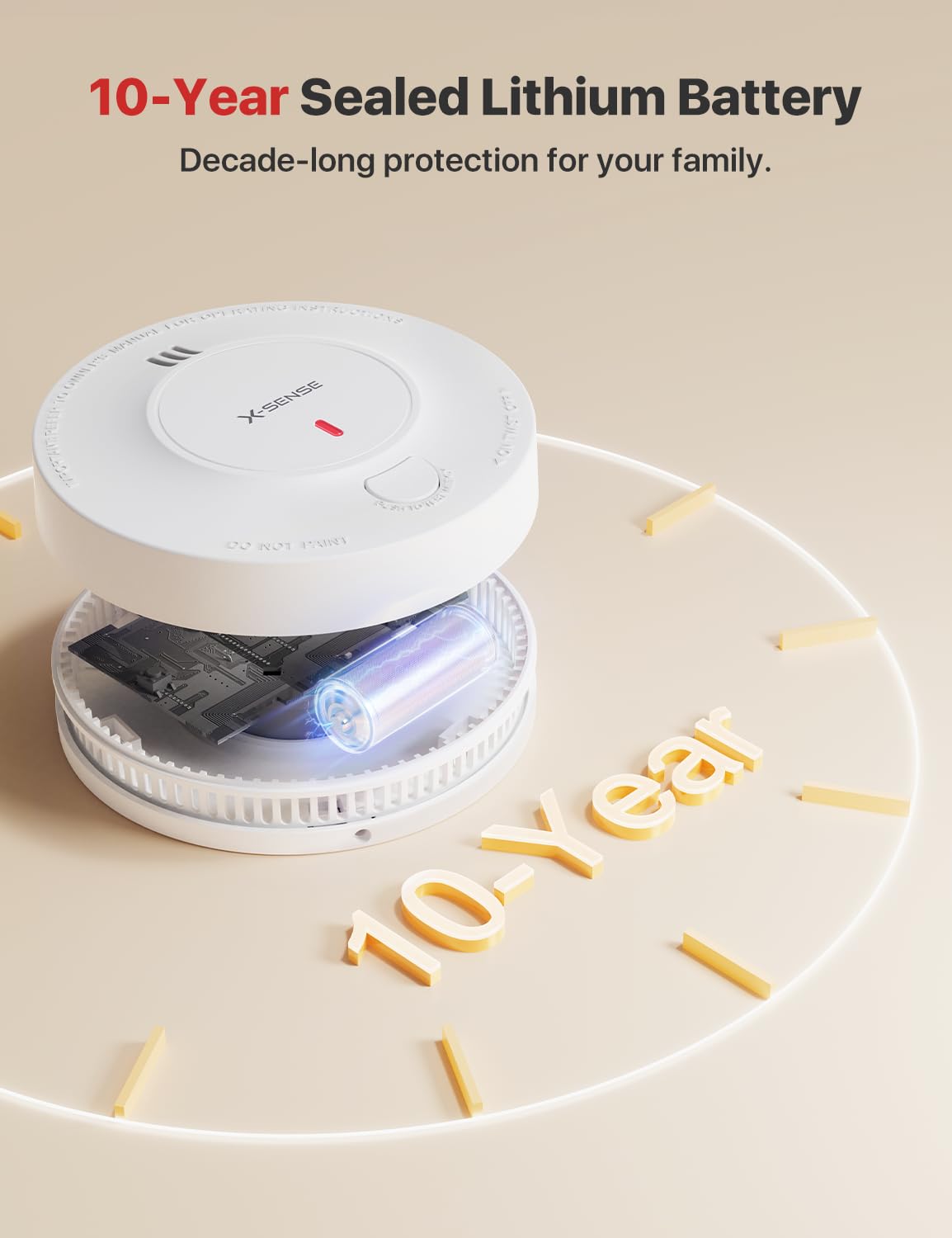 X-Sense 10-Year Battery Wireless Interconnected Smoke Detector Fire Alarm with Over 820 ft Transmission Range, SD19-W, 3-Pack