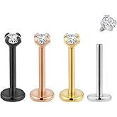 Pierced Koala 2PCS Titanium 18G Internally Threaded Flat Back Stud Earrings Labret Tragus Cartilage Lip Monroe Conch Body Piercing Jewellery