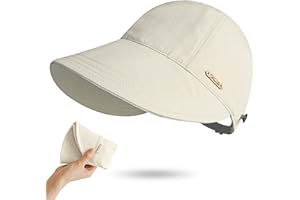 huablo]UPF 50+Womens Sun Hat UV Protection Hiking Fishing Hats Wide Brim Hat Adjustable Ponytail Packable Sun Cap