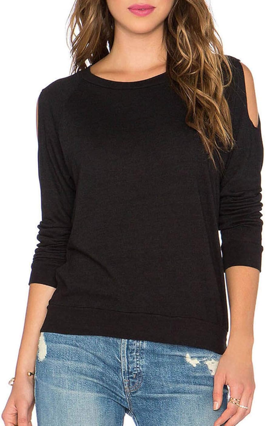 Duppoly Women's Long Sleeve Yoga Tops Cold Shoulder Workout