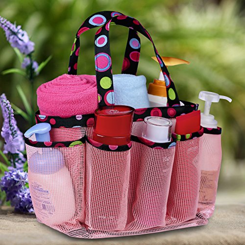 Topfox 8-Pocket Bath Organizer Bag, Pink - Thumbnail 7