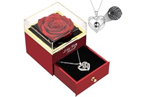 Vanleonet Preserved Red Real Rose with Heart I Love You Necklace, Birthday Gifts for Mom Her Mom Wife Girlfriend Grandma on Mothers Day Christmas Anniversary Romantic Gifts for Women