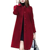 chouyatou Women's Fall Winter Elegant Single Breasted Long Wool Coat Overcoat