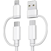 Basesailor for iPhone 17 16 Pro Max Charging Cable,4 in 1 USB C Cable 6.6ft,60W Multi Universal Charger Cord with USB A/Light