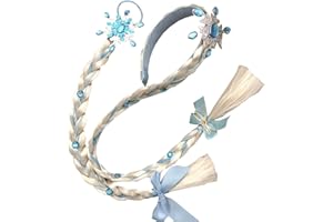 Sheliky Princess Dress up Wigs Long Braided Wig Hair Headband for Girls Cosplay Princess Hairpiece Costume Accessories 2Pcs (02)