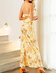 Realtix Summer Satin Print Backless Tube Tops Maxi