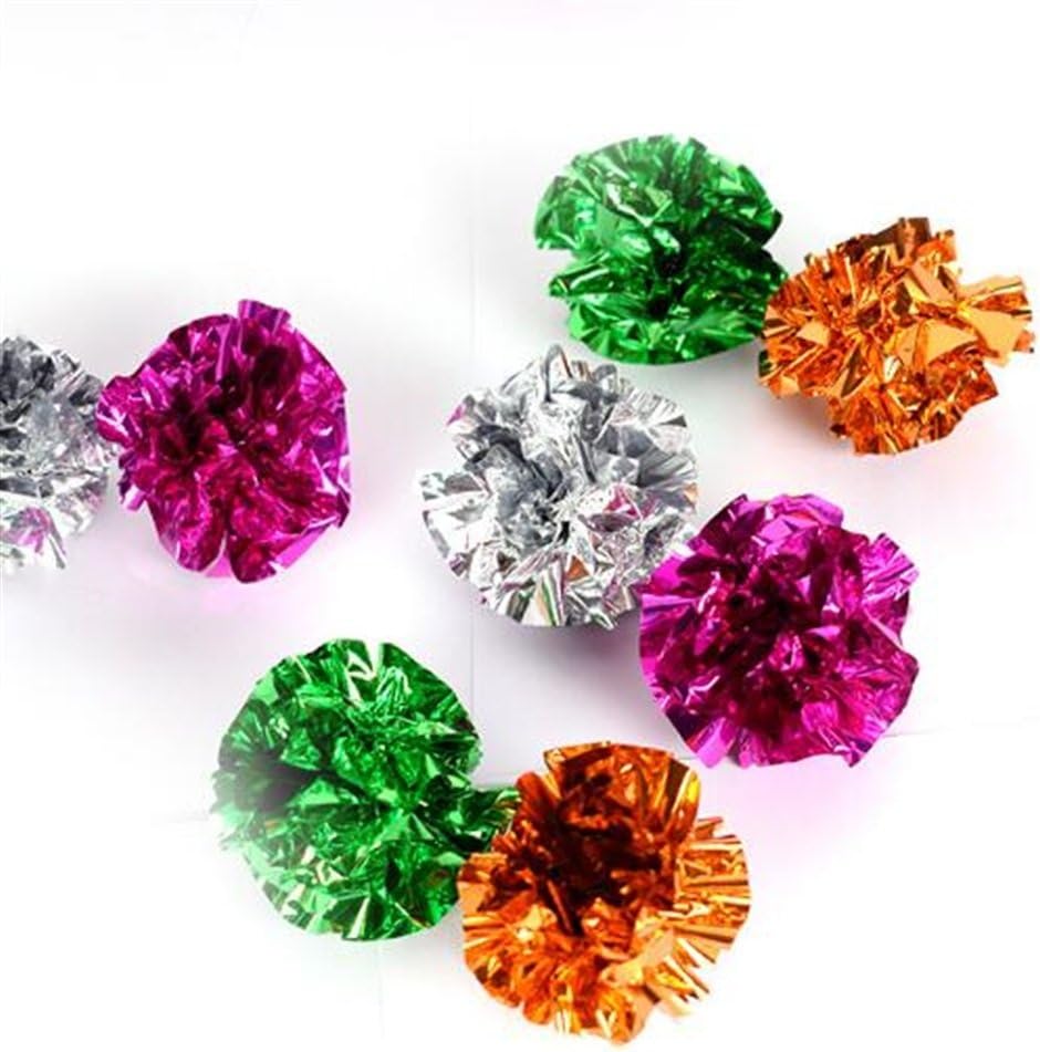 Pet Interactive Toy Colorful Crinkle Foil Balls Cat Sound Paper Toy Flowers Ball for Kitty Toys for Cats