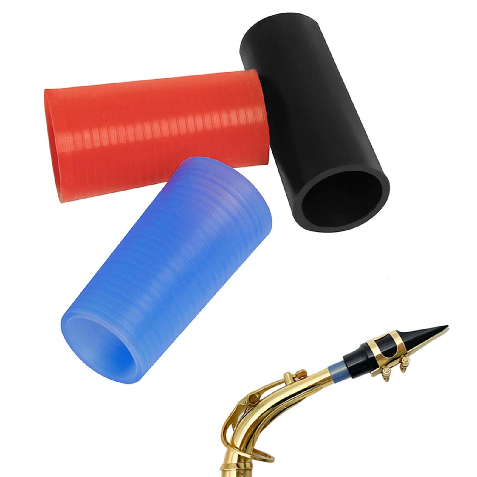 MuzcYM 3pcs Saxophone Neck Silicone Tube Silicone Material Alto/Tenor Saxophone Neck Cork, Good Sealing Long-term Use Saxophone Neck Joint Cork Protective Cover Replacement Parts Tricolor