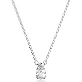Swarovski Stilla Pendant, Pear cut, White, Rhodium Finish