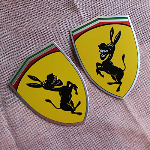 Sdikitnow 1PAIR 3.9"x2.8" New Funny 3D Donkey Car Window Bumper Body Sticker Badge Emblem Logo Decal Accessories Fit for Ferrari
