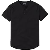 Cuts Clothing Men's Premium AO Henley Casual Short Sleeve T-Shirt | Classic Curve-Hem | PYCA Pro Soft Fabric